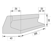 Bordure CITYPROTECT - Type GS1 - 1m - Gris lisse